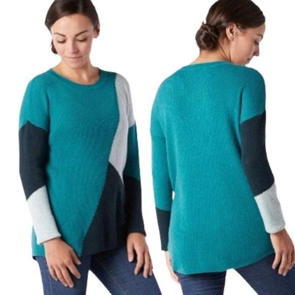 Smartwool Sweater Women Color Block Merino Wool Blend Ribbed Warm Hiking Size M - Picture 1 of 10